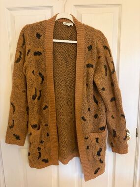 Woven Heart Rust Leopard-Print Open Cardigan